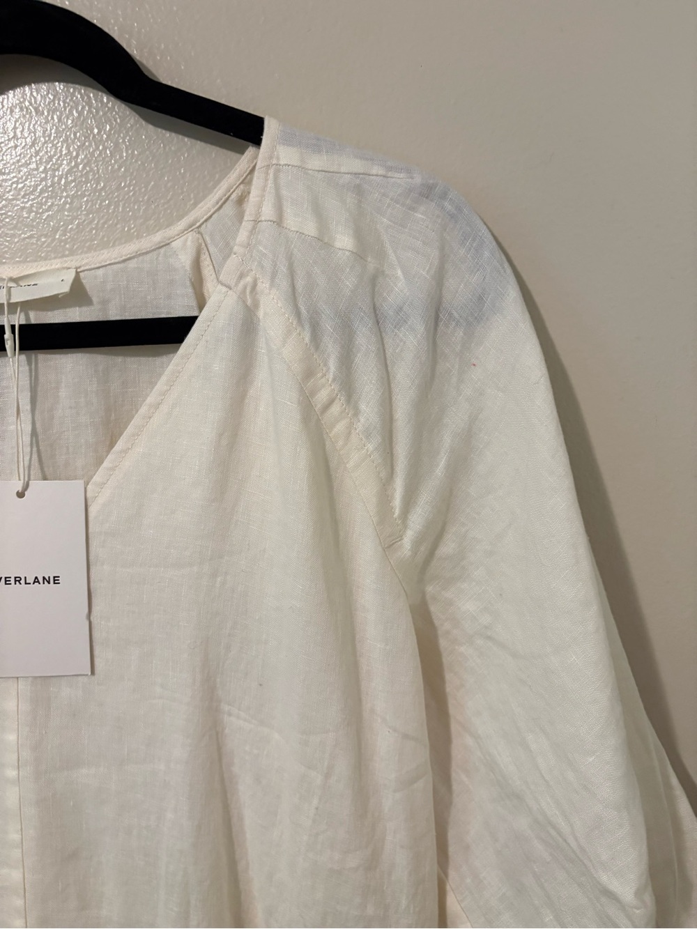 Everlane Linen Oversized Puff Sleeve Dress 100% European Flax Lux Pockets Large - Picture 4 of 12